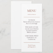 Carte de menu de dîner de mariage éditable Copper (Devant / Derrière)