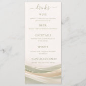 Carte de menu de dîner de mariage et de bar vert s (Dos)