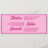 Carte de menu de dîner de mariage moderne rose sau (Dos)