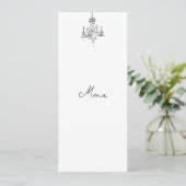 Carte de menu de dîner de mariage noir et blanc de (Debout devant)
