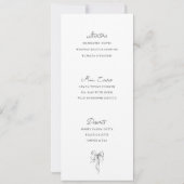 Carte de menu de dîner de mariage noir et blanc de (Dos)