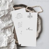 Carte de menu de dîner de mariage noir et blanc de