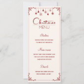 Carte de menu de dîner de Noël crème rouge classiq (Devant)