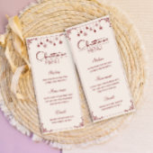 Carte de menu de dîner de Noël crème rouge classiq