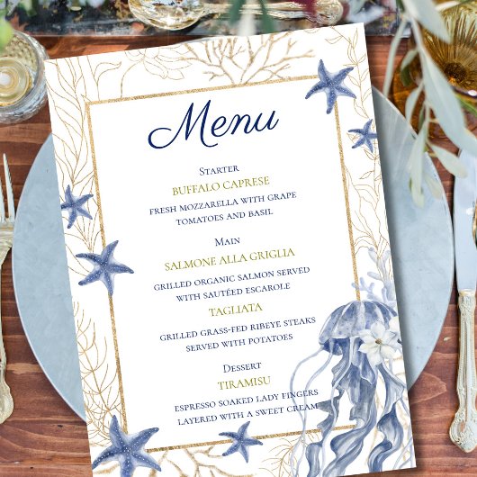 Carte de menu de dîner de répétition de mariage cô