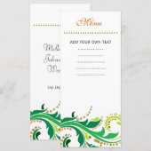 Carte de menu de dîner, floral en spirale (Devant / Derrière)