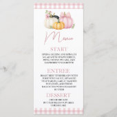 Carte de menu de dîner imprimable Citrouille Rose (Devant)