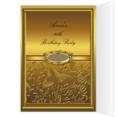 Carte de Menu de Dîner Or Damassé Floral (Intérieur (Gauche))