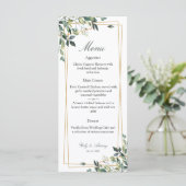 Carte de menu de dîner or imprimé à la verdure sop (Debout devant)