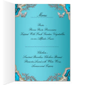 Carte de Menu de Dîner Papillon Bleu Argenté (Intérieur (Droit))