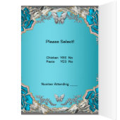 Carte de Menu de Dîner Papillon Bleu Argenté (Intérieur (Gauche))