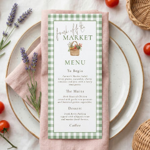 Carte de menu de douche de mariée à carreaux Fresh
