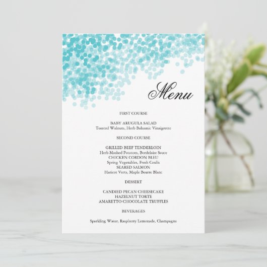 Carte de menu de douche légère Turquoise (Debout devant)