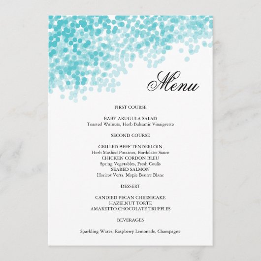 Carte de menu de douche légère Turquoise (Devant)