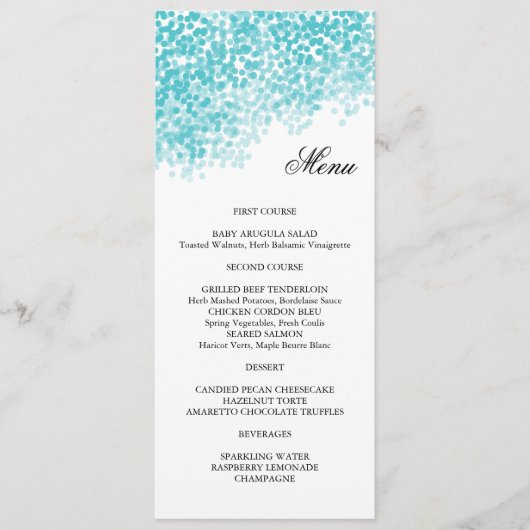 Carte de menu de douche légère Turquoise (Devant)