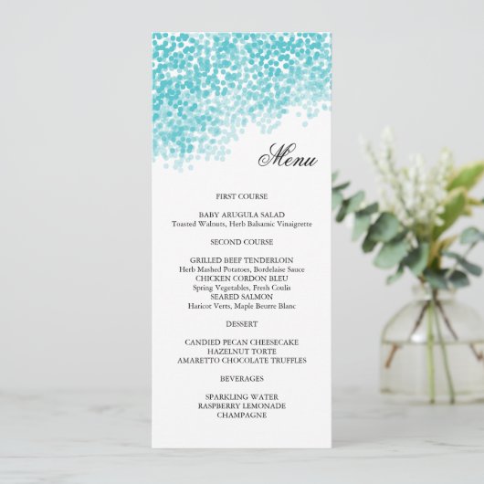 Carte de menu de douche légère Turquoise (Debout devant)