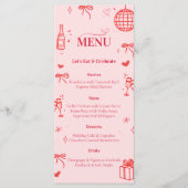 Carte de menu de fête d'anniversaire rose | À tren (Devant)