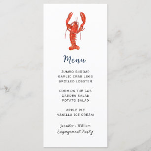 Carte de menu de fête de fruits de mer au homard