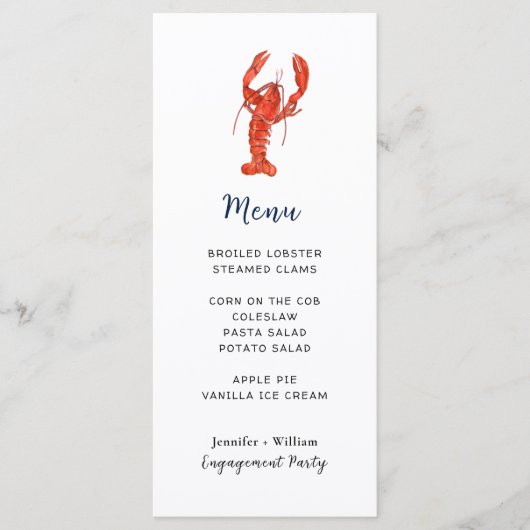 Carte de menu de fête de fruits de mer au homard (Devant)