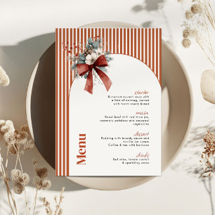 Carte de menu de fête de Noël aux rayures rouges