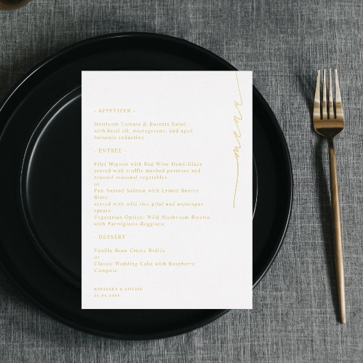 Carte de menu de Fête des mariées de Mariage Fianç