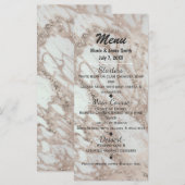 Carte de menu de fête Rose Pâle Or Argent Glamour  (Devant / Derrière)