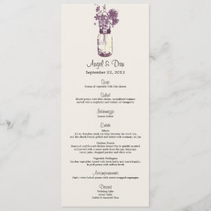 Carte de menu de fleurs sauvages et de pot de