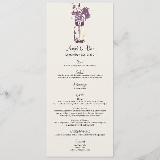 Carte de menu de fleurs sauvages et de pot de (Devant)