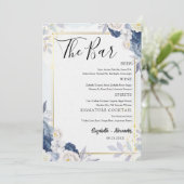 Carte de menu de la barre de Mariage Dusty Blue Go (Debout devant)
