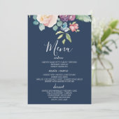 Carte de menu de la carte marine Mariage Floral Wa (Debout devant)