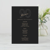 Carte de Menu de la Fête d'Anniversaire des 90 ans (Debout devant)