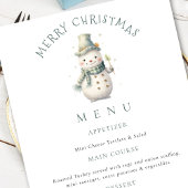 Carte de menu de la fête de Noël de la Snowman Com