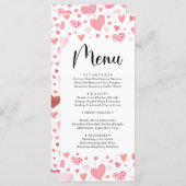 Carte de menu de la Saint-Valentin à cœurs roses a (Devant / Derrière)