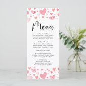 Carte de menu de la Saint-Valentin à cœurs roses a (Debout devant)