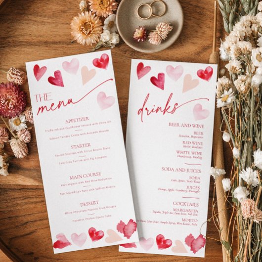 Carte de menu de la Saint-Valentin pour Hearts Foo