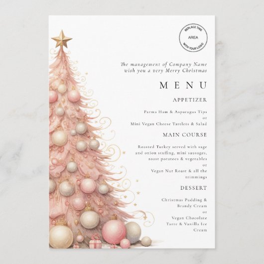 Carte de menu de la soirée de Noël avec logo d'arb (Devant)