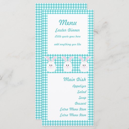 Carte de menu de lapin de guingan (Devant / Derrière)