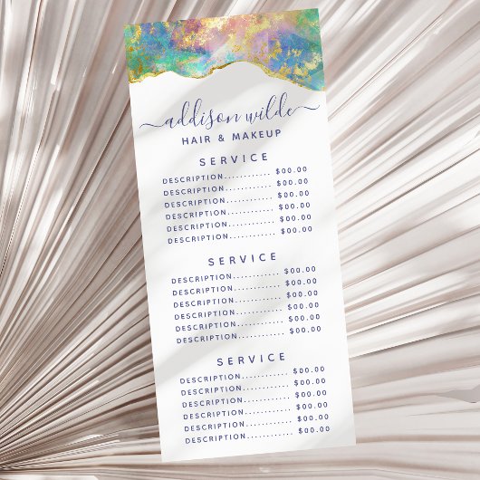 Carte de menu de l'entreprise de gemme arc-en-ciel