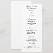Carte de menu de mariage (Devant / Derrière)