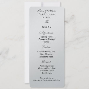 Carte de menu de mariage