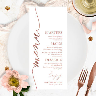 Carte de menu de mariage 4x9 écriture élégante pou
