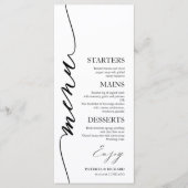 Carte de menu de mariage 4x9 écriture élégante pou (Devant)