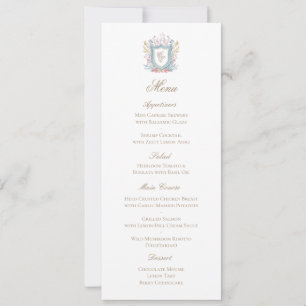 Carte de menu de mariage à armoiries de monogramme