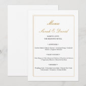 Carte de menu de mariage à bordure dorée minimalis (Devant / Derrière)