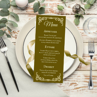 Carte de menu de mariage à bordure vintage romanti