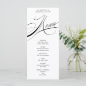 Carte de menu de mariage à calligraphie élégante (Debout devant)