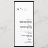 Carte de menu de mariage à calligraphie minimalist (Devant)