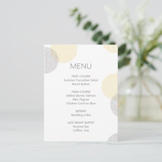 Carte de menu de mariage à cercle de style typogra (Debout devant)