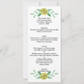 Carte de menu de mariage à feuillage floral jaune (Devant)
