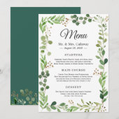 Carte de menu de mariage à la verdure d'eucalyptus (Devant / Derrière)